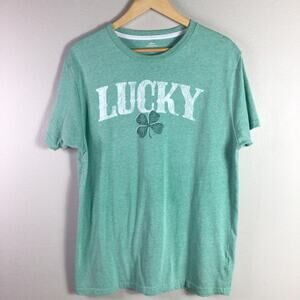 Lucky 4 Clover St Patricks Day T Shirt Green White Large